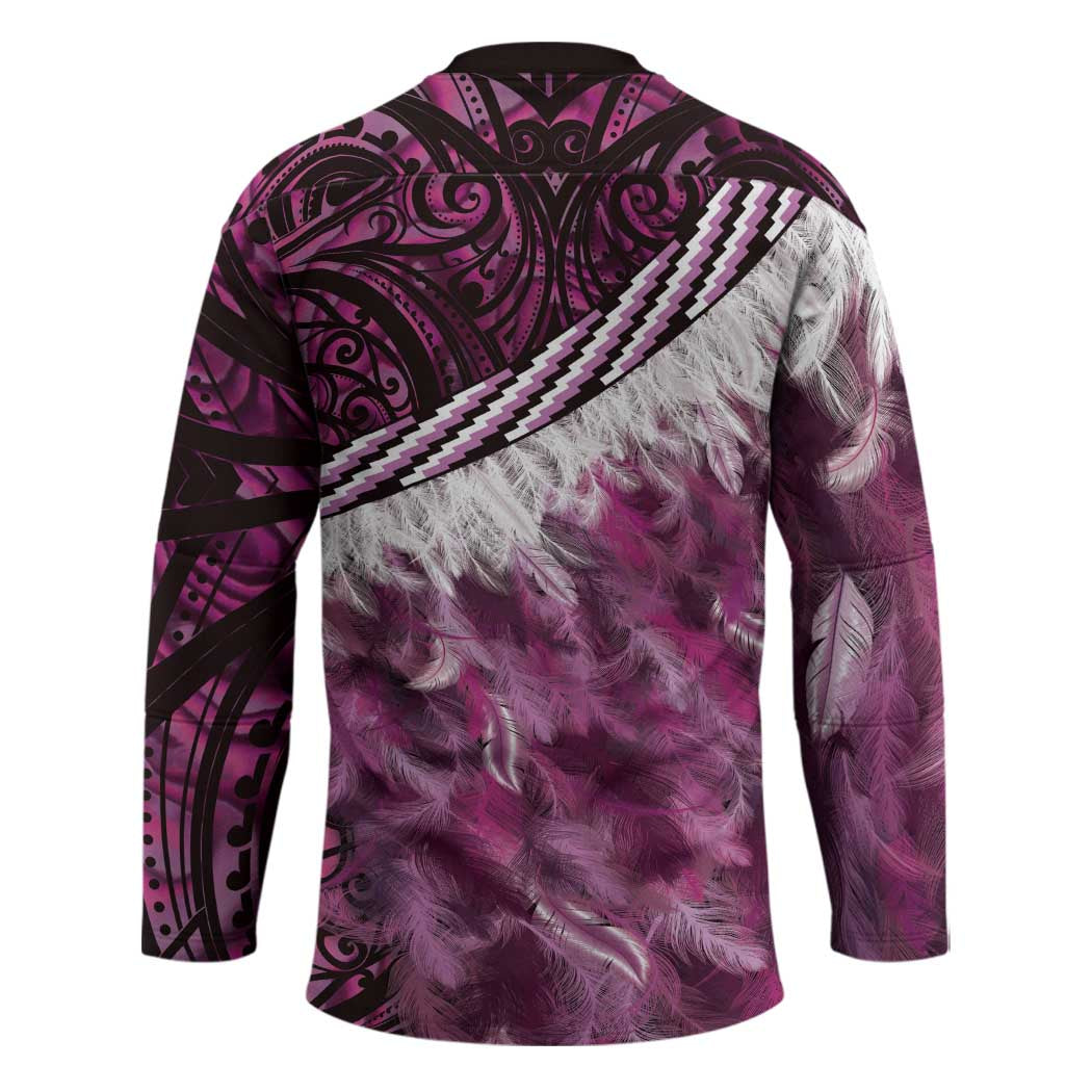 Pink Traditional Cloak Aotearoa Hockey Jersey Maori Paua Shell Korowai Pattern - Polynesian Pride
