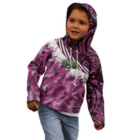 Pink Traditional Cloak Aotearoa Kid Hoodie Maori Paua Shell Korowai Pattern LT14 - Polynesian Pride