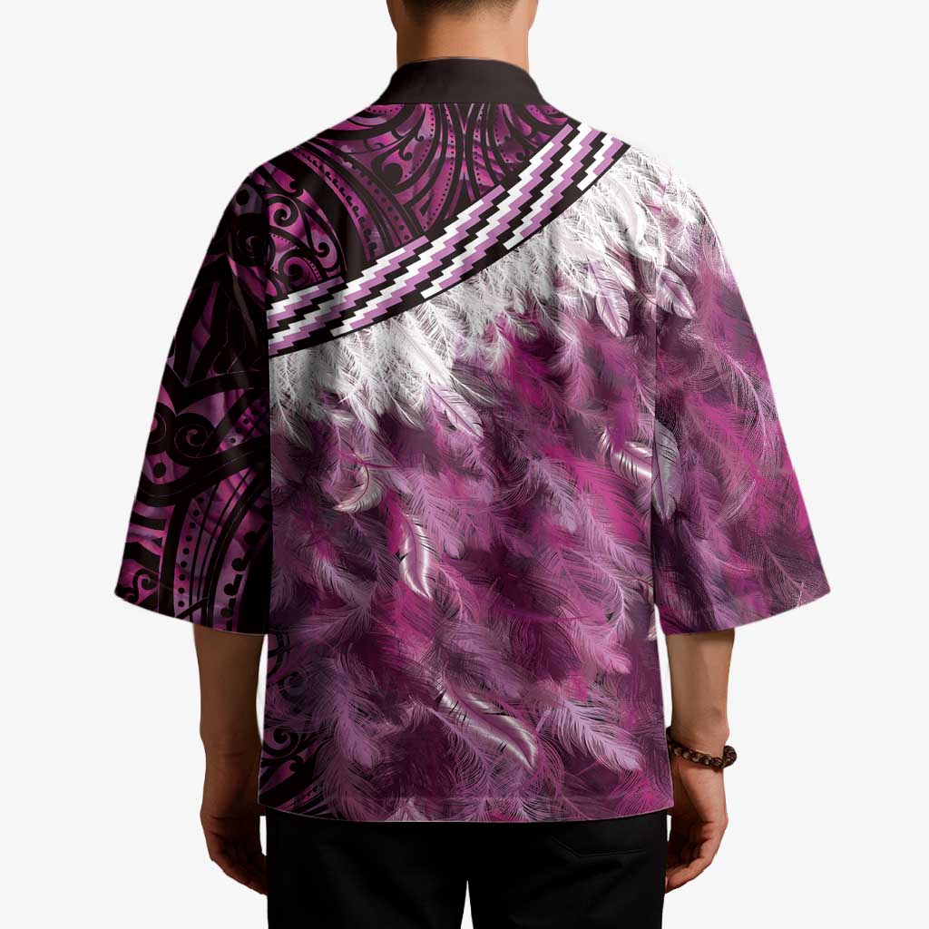 Pink Traditional Cloak Aotearoa Kimono Maori Paua Shell Korowai Pattern - Polynesian Pride