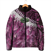 Pink Traditional Cloak Aotearoa Padded Jacket Maori Paua Shell Korowai Pattern - Polynesian Pride