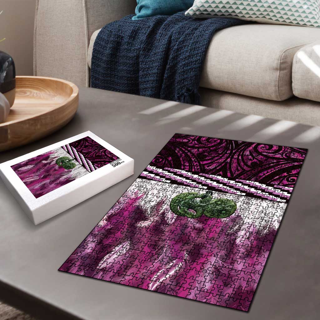 Pink Traditional Cloak Aotearoa Puzzle Maori Paua Shell Korowai Pattern - Polynesian Pride