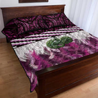 Pink Traditional Cloak Aotearoa Quilt Bed Set Maori Paua Shell Korowai Pattern