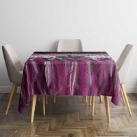Pink Traditional Cloak Aotearoa Tablecloth Maori Paua Shell Korowai Pattern