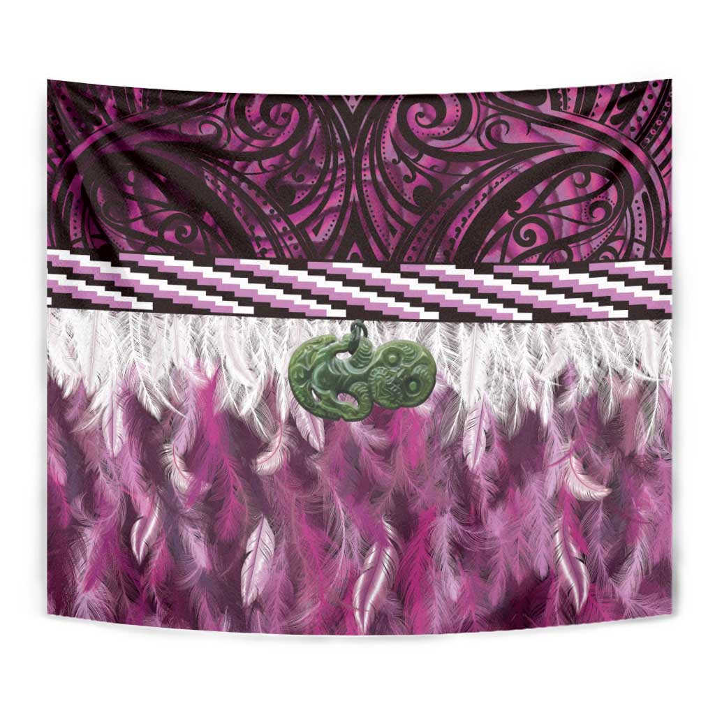 Pink Traditional Cloak Aotearoa Tapestry Maori Paua Shell Korowai Pattern