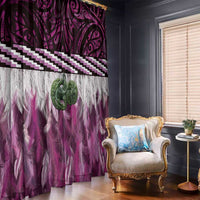 Pink Traditional Cloak Aotearoa Window Curtain Maori Paua Shell Korowai Pattern