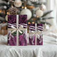 Pink Traditional Cloak Aotearoa Wrapping Paper Maori Paua Shell Korowai Pattern - Polynesian Pride