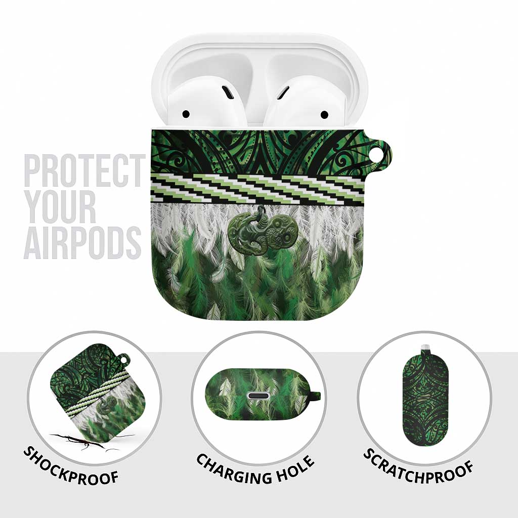 Green Traditional Cloak Aotearoa AirPods Case Maori Paua Shell Korowai Pattern - Polynesian Pride
