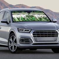 Green Traditional Cloak Aotearoa Auto Sun Shade Maori Paua Shell Korowai Pattern - Polynesian Pride