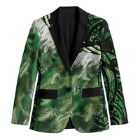 Green Traditional Cloak Aotearoa Blazer Maori Paua Shell Korowai Pattern - Polynesian Pride
