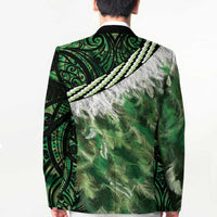 Green Traditional Cloak Aotearoa Blazer Maori Paua Shell Korowai Pattern - Polynesian Pride