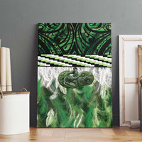 Green Traditional Cloak Aotearoa Canvas Wall Art Maori Paua Shell Korowai Pattern