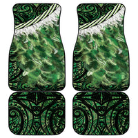 Green Traditional Cloak Aotearoa Car Mats Maori Paua Shell Korowai Pattern