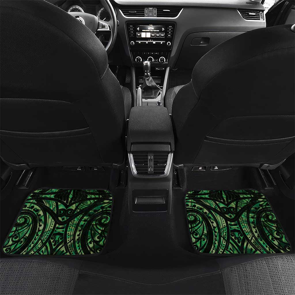 Green Traditional Cloak Aotearoa Car Mats Maori Paua Shell Korowai Pattern