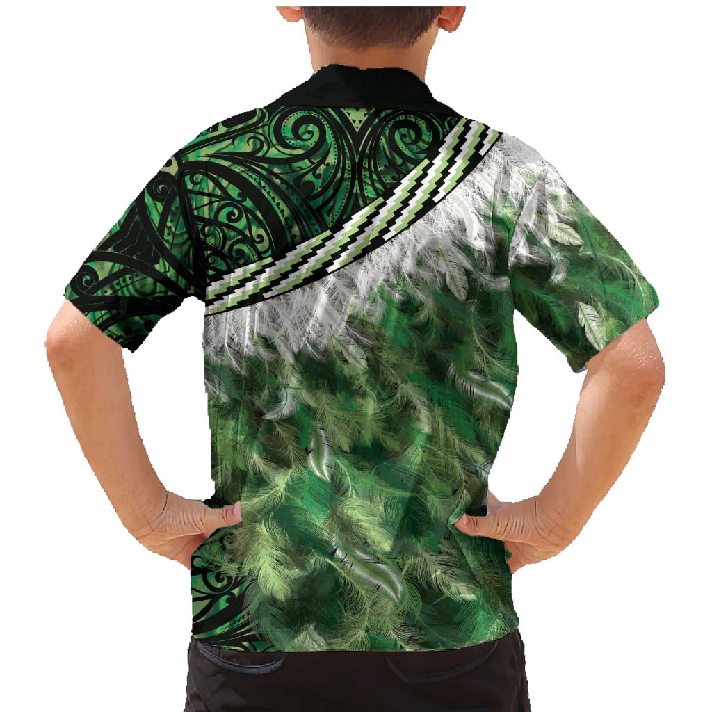 Green Traditional Cloak Aotearoa Family Matching Mermaid Dress and Hawaiian Shirt Maori Paua Shell Korowai Pattern