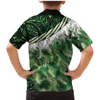 Green Traditional Cloak Aotearoa Family Matching Mermaid Dress and Hawaiian Shirt Maori Paua Shell Korowai Pattern