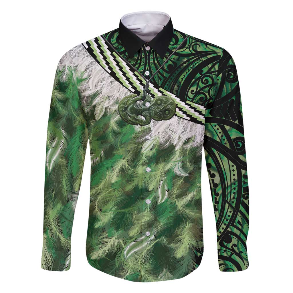 Green Traditional Cloak Aotearoa Family Matching Mermaid Dress and Hawaiian Shirt Maori Paua Shell Korowai Pattern