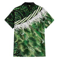 Green Traditional Cloak Aotearoa Family Matching Off The Shoulder Long Sleeve Dress and Hawaiian Shirt Maori Paua Shell Korowai Pattern