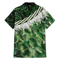 Green Traditional Cloak Aotearoa Family Matching Puletasi and Hawaiian Shirt Maori Paua Shell Korowai Pattern