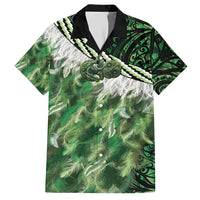 Green Traditional Cloak Aotearoa Hawaiian Shirt Maori Paua Shell Korowai Pattern