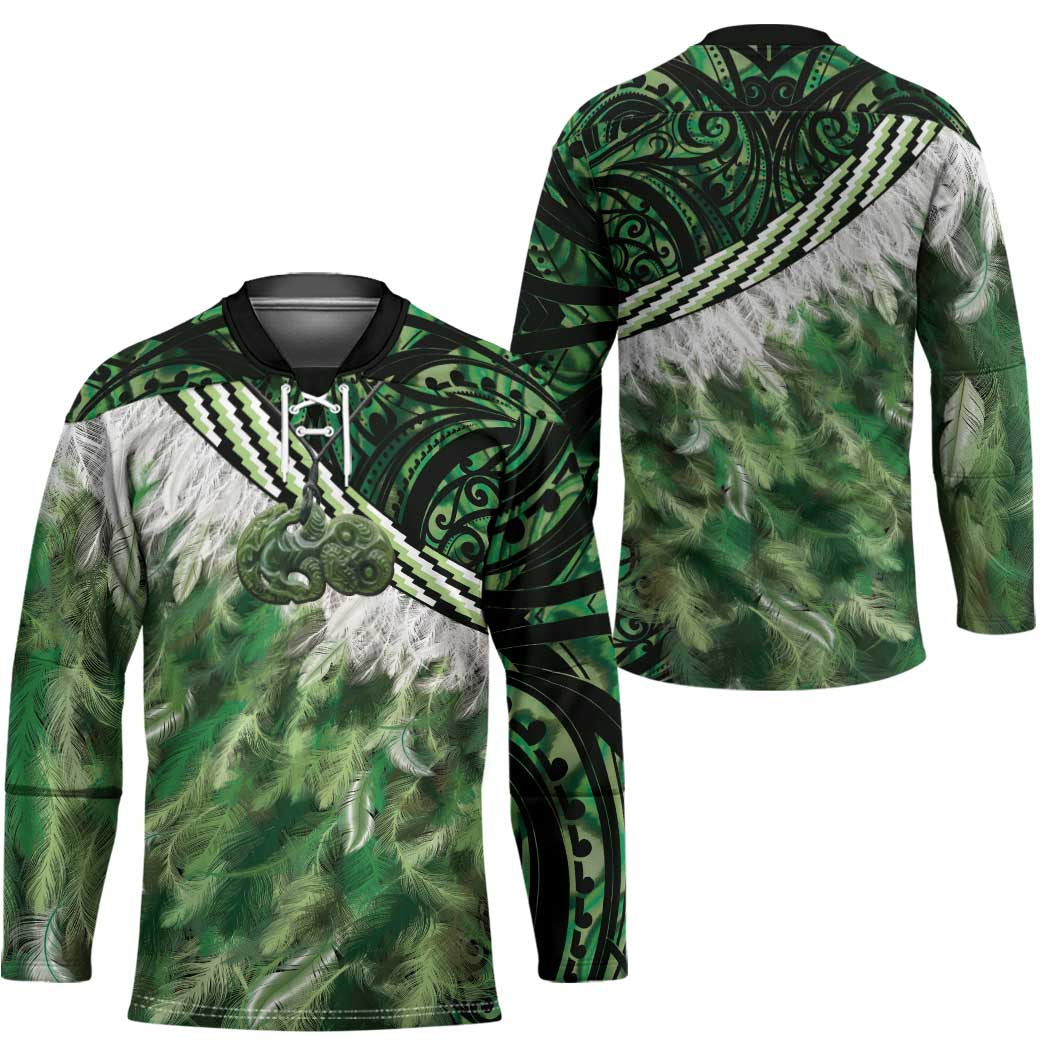 Green Traditional Cloak Aotearoa Hockey Jersey Maori Paua Shell Korowai Pattern - Polynesian Pride