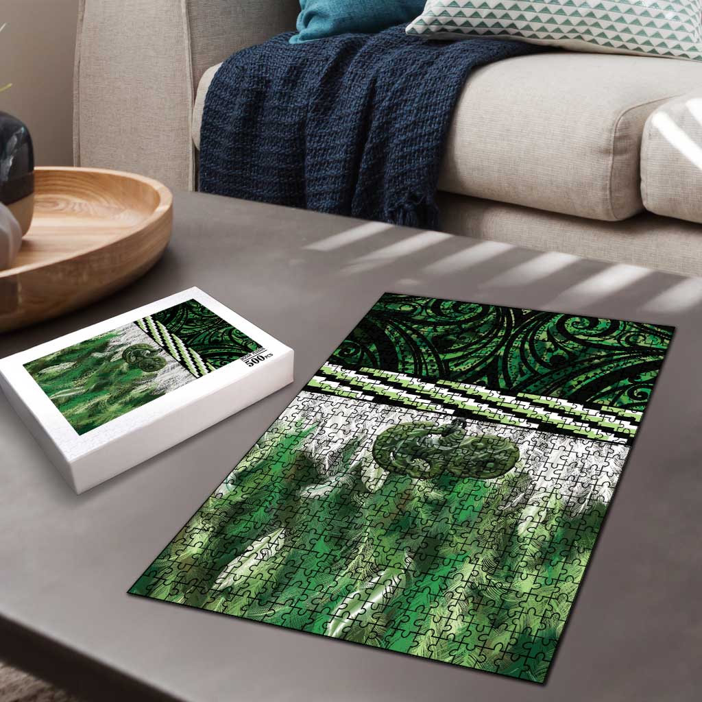 Green Traditional Cloak Aotearoa Puzzle Maori Paua Shell Korowai Pattern - Polynesian Pride