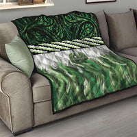 Green Traditional Cloak Aotearoa Quilt Maori Paua Shell Korowai Pattern
