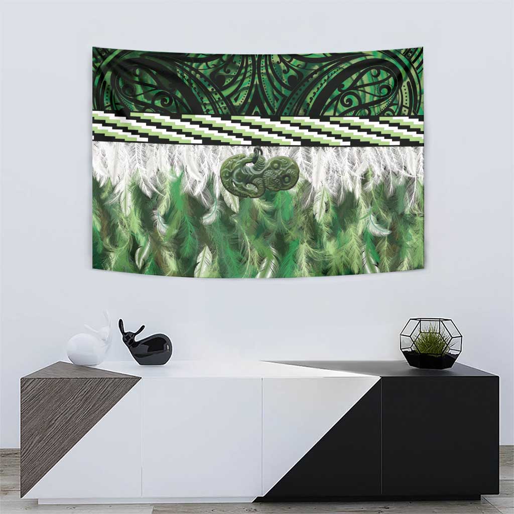 Green Traditional Cloak Aotearoa Tapestry Maori Paua Shell Korowai Pattern