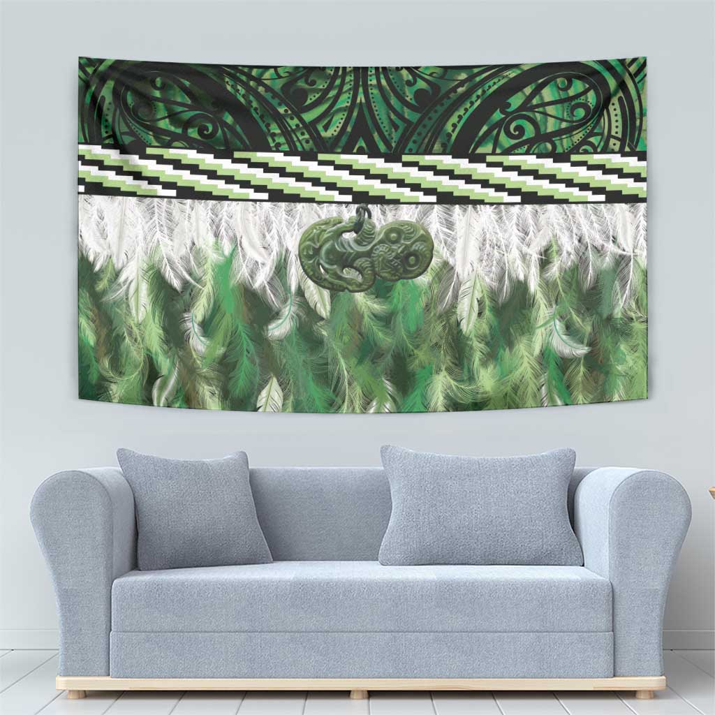Green Traditional Cloak Aotearoa Tapestry Maori Paua Shell Korowai Pattern