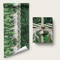 Green Traditional Cloak Aotearoa Wrapping Paper Maori Paua Shell Korowai Pattern - Polynesian Pride