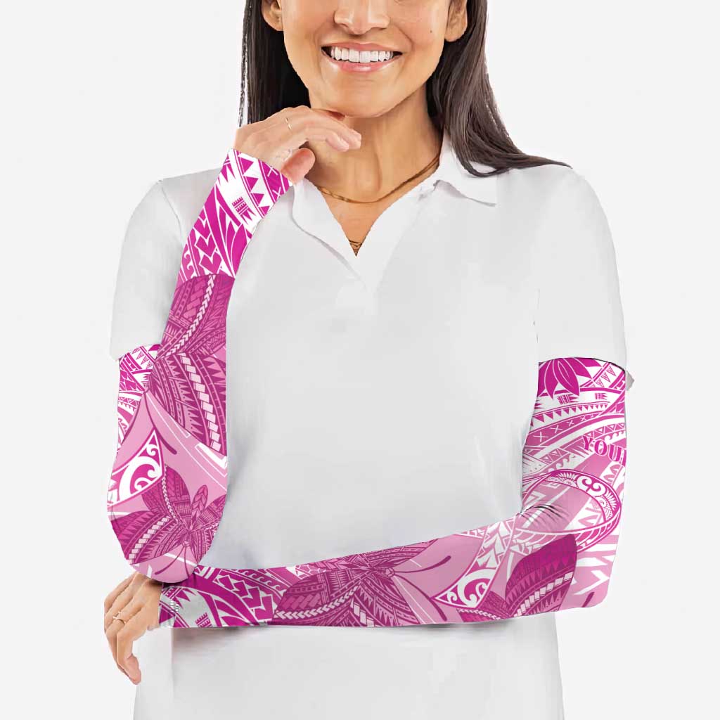 Personalised Polynesia Breast Cancer Awareness Arm Sleeves Think Pink Ribbon Polynesian Butterflies