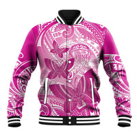 Personalised Polynesia Breast Cancer Awareness Baseball Jacket Think Pink Ribbon Polynesian Butterflies