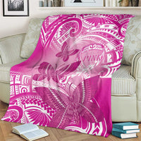 Polynesia Breast Cancer Awareness Blanket Think Pink Ribbon Polynesian Butterflies