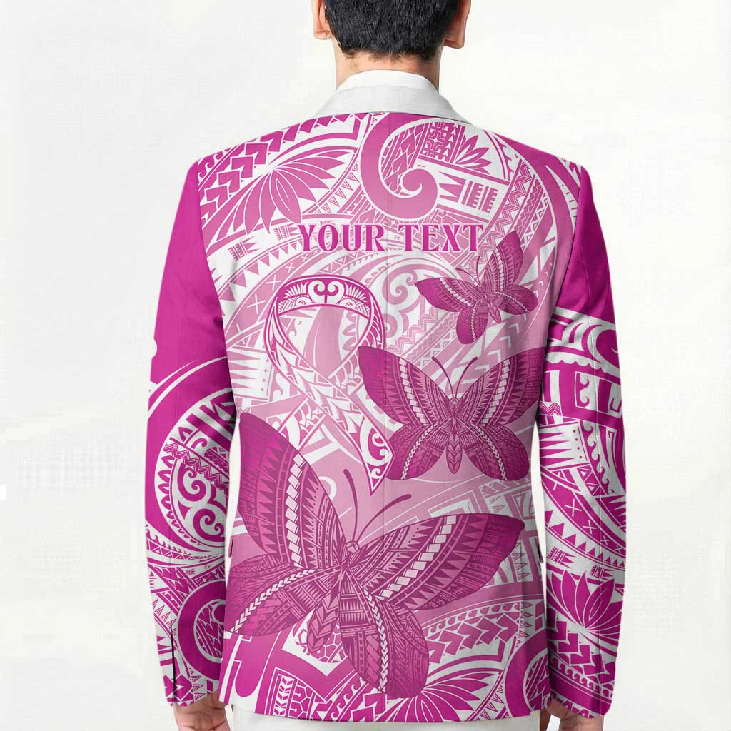 Personalised Polynesia Breast Cancer Awareness Blazer Think Pink Ribbon Polynesian Butterflies