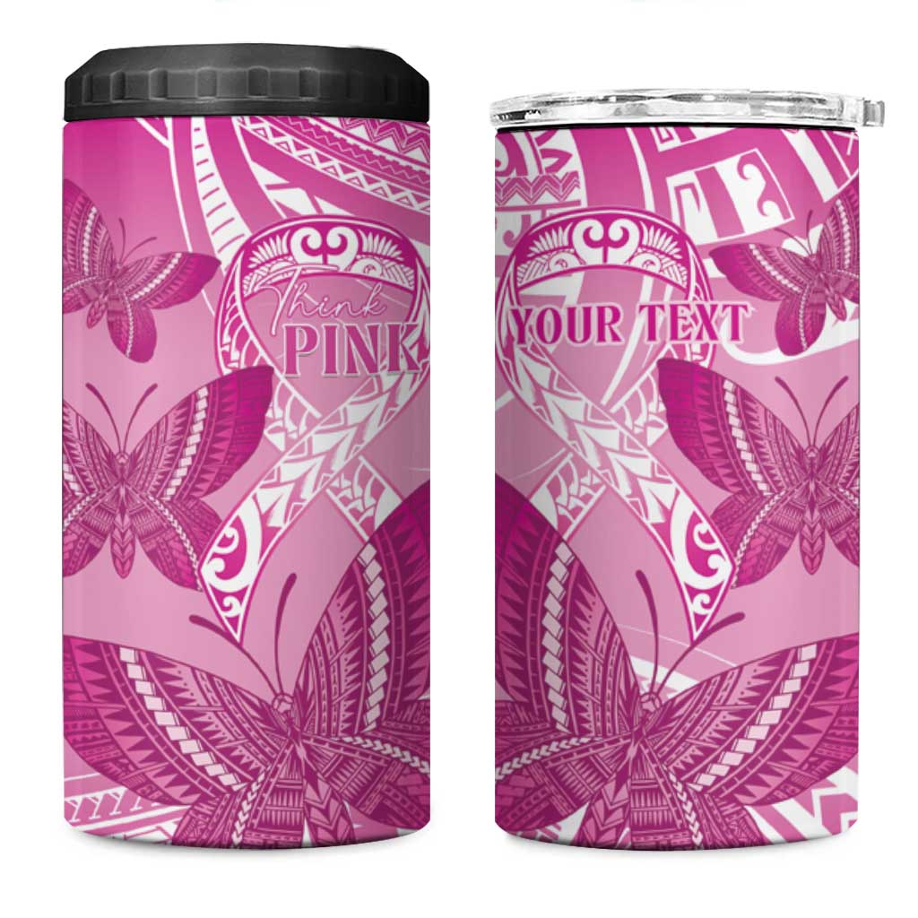 Personalised Polynesia Breast Cancer Awareness 4 in 1 Can Cooler Tumbler Think Pink Ribbon Polynesian Butterflies LT14 One Size: 16 oz Pink - Polynesian Pride