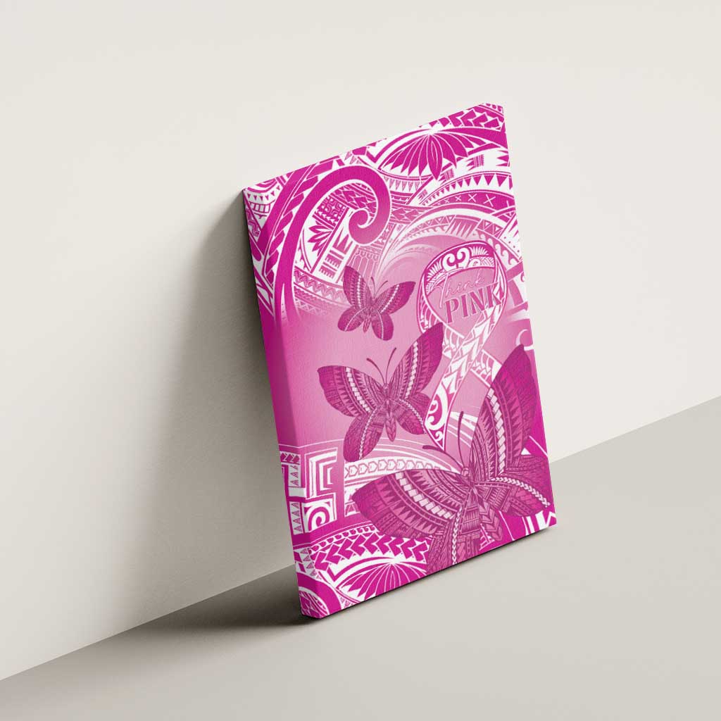 Polynesia Breast Cancer Awareness Canvas Wall Art Think Pink Ribbon Polynesian Butterflies