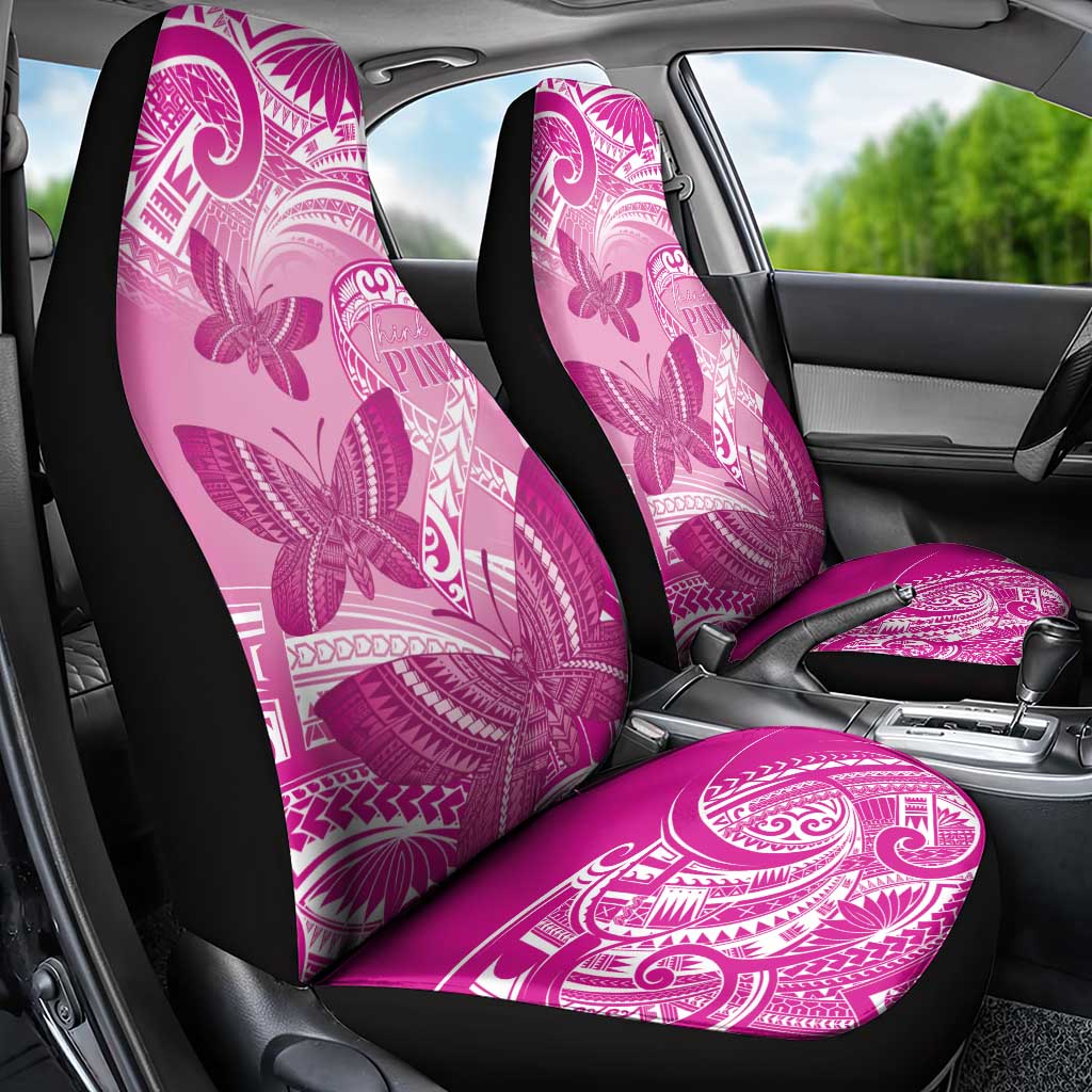 Polynesia Breast Cancer Awareness Car Seat Cover Think Pink Ribbon Polynesian Butterflies