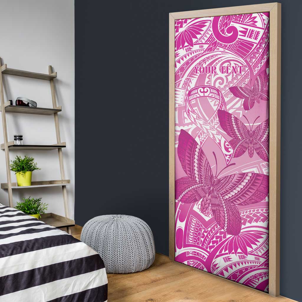 Personalised Polynesia Breast Cancer Awareness Door Cover Think Pink Ribbon Polynesian Butterflies