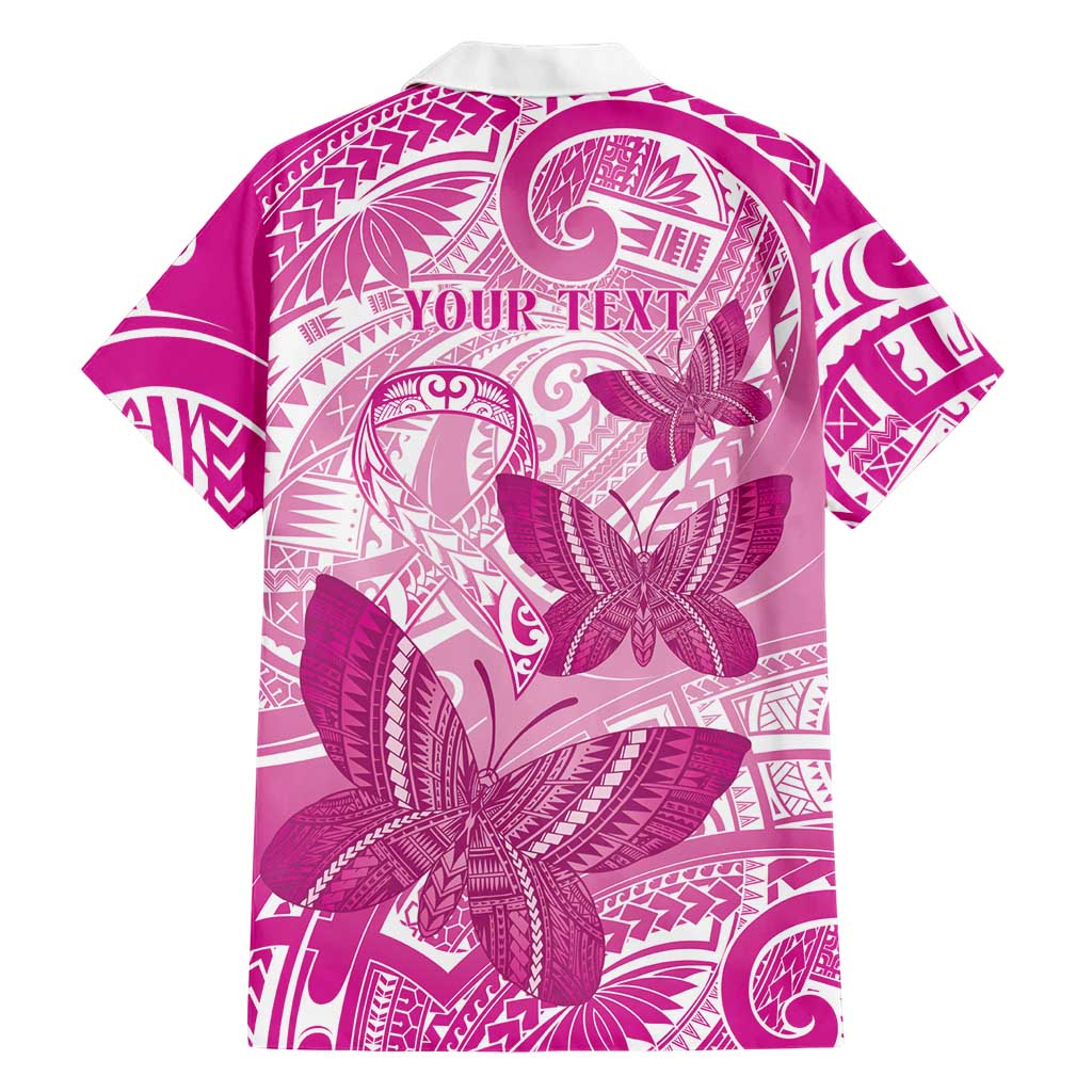 Personalised Polynesia Breast Cancer Awareness Family Matching Short Sleeve Bodycon Dress and Hawaiian Shirt Think Pink Ribbon Polynesian Butterflies LT14 - Polynesian Pride