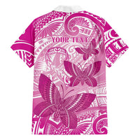 Personalised Polynesia Breast Cancer Awareness Family Matching Short Sleeve Bodycon Dress and Hawaiian Shirt Think Pink Ribbon Polynesian Butterflies LT14 - Polynesian Pride