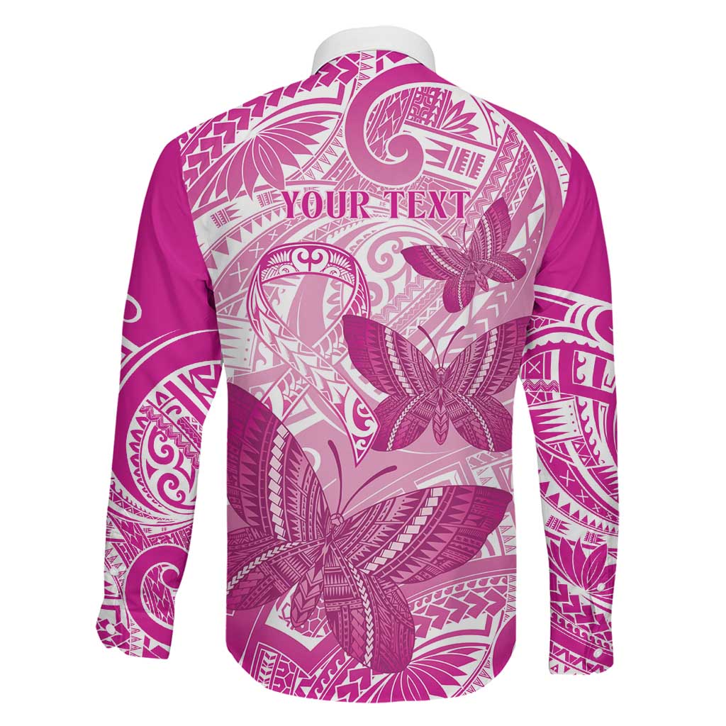 Personalised Polynesia Breast Cancer Awareness Family Matching Short Sleeve Bodycon Dress and Hawaiian Shirt Think Pink Ribbon Polynesian Butterflies LT14 - Polynesian Pride