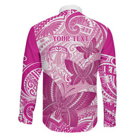 Personalised Polynesia Breast Cancer Awareness Family Matching Short Sleeve Bodycon Dress and Hawaiian Shirt Think Pink Ribbon Polynesian Butterflies LT14 - Polynesian Pride