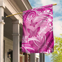 Polynesia Breast Cancer Awareness Garden Flag Think Pink Ribbon Polynesian Butterflies LT14 House Flag Pink - Polynesian Pride