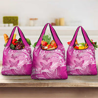 Polynesia Breast Cancer Awareness Grocery Bag Think Pink Ribbon Polynesian Butterflies