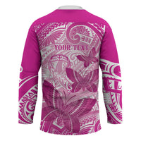 Personalised Polynesia Breast Cancer Awareness Hockey Jersey Think Pink Ribbon Polynesian Butterflies