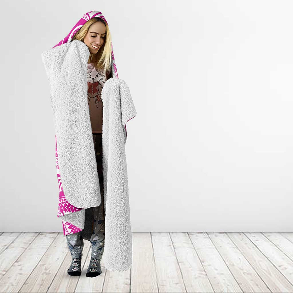 Polynesia Breast Cancer Awareness Hooded Blanket Think Pink Ribbon Polynesian Butterflies LT14 - Polynesian Pride