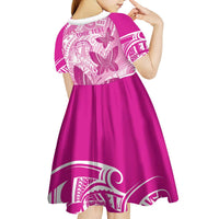 Personalised Polynesia Breast Cancer Awareness Kid Short Sleeve Dress Think Pink Ribbon Polynesian Butterflies LT14 - Polynesian Pride