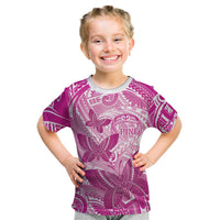 Personalised Polynesia Breast Cancer Awareness Kid T Shirt Think Pink Ribbon Polynesian Butterflies
