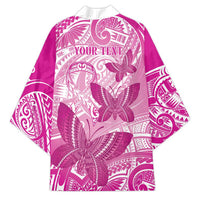 Personalised Polynesia Breast Cancer Awareness Kimono Think Pink Ribbon Polynesian Butterflies