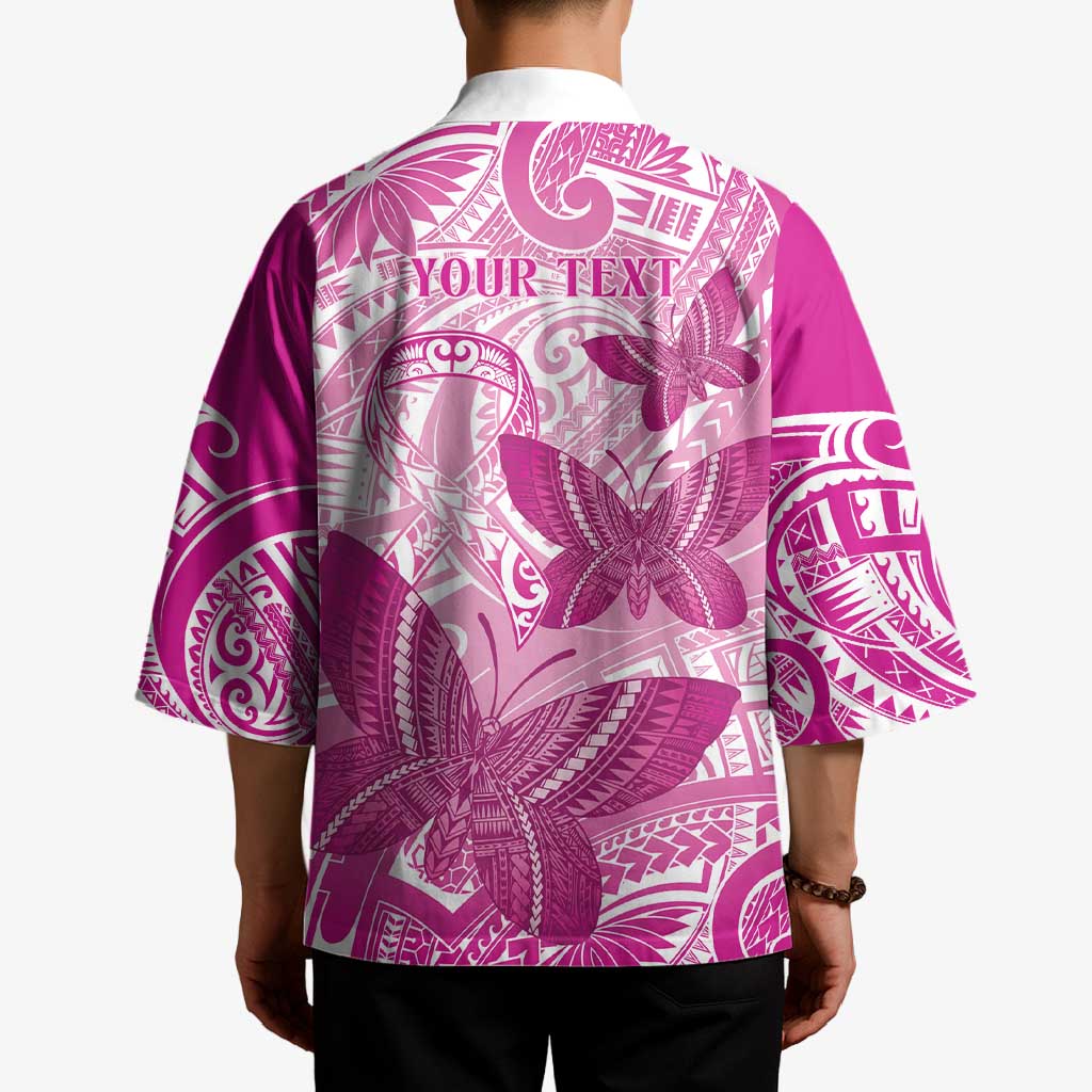 Personalised Polynesia Breast Cancer Awareness Kimono Think Pink Ribbon Polynesian Butterflies