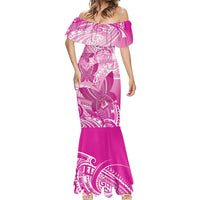 Personalised Polynesia Breast Cancer Awareness Mermaid Dress Think Pink Ribbon Polynesian Butterflies LT14 - Polynesian Pride